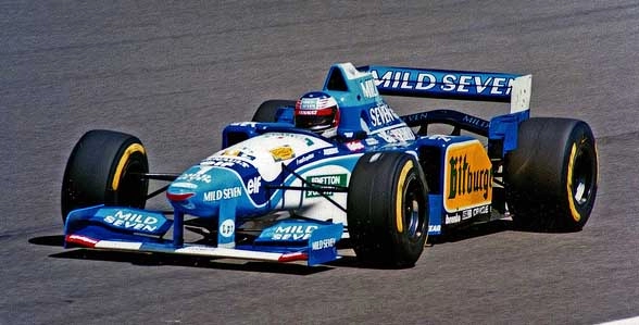 O segundo campeonato conquistado na F1 por Schumacher, foi a bordo da Benetton-Renault, em 1995. Foto: Divulgação