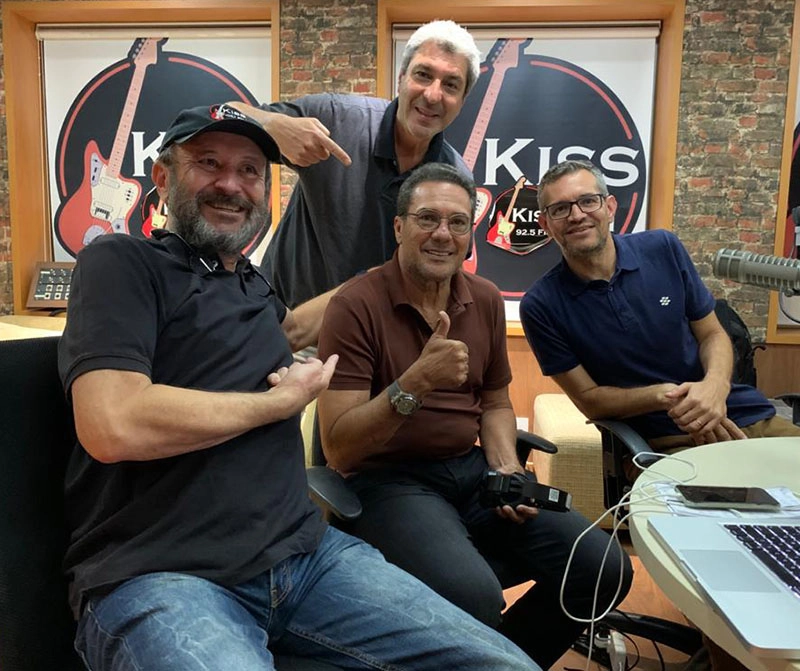 Lélio Teixeira, Vanderlei Luxemburgo, Zé Paulo da Glória e Frank Fortes nos estúdios da KISS FM, de São Paulo, no dia 06 de fevereiro de 2020. Foto Rosangela Alves/Kiss FM