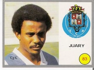 Figurinha com a imagem de Juary, autor do gol que deu a Champions League 1987 ao FC Porto