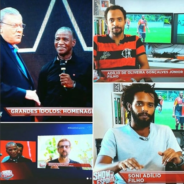 Milton Neves homenageia Adílio no Show do Esporte do dia 13 de maio de 2018. (Foto: Reprodução - Instagram @Renatozanata)