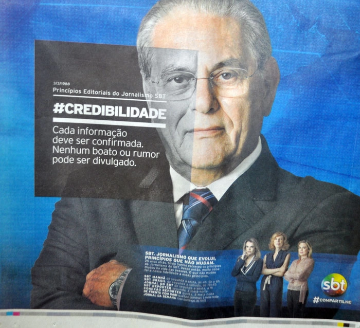 Joseval Peixoto apresentador do SBT em anúncio no jornal O Estado de S. Paulo em 23 de junho de 2013. Foto UOL Esportes. 
