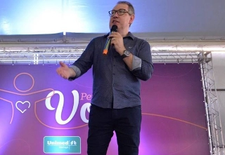 Durante palestra em 13 de março de 2019. Foto: arquivo pessoal de Rafale Henzel