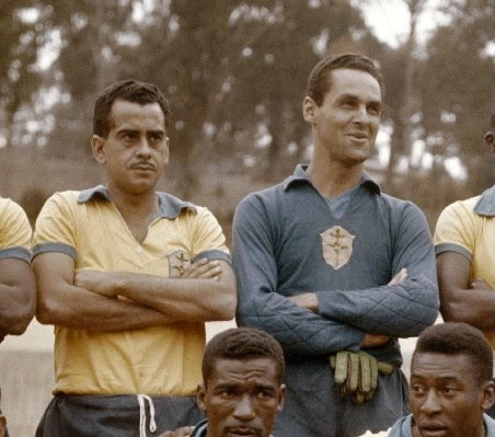 Seleção - Em pé, aparecem Zito e Gylmar; agachados, estão Didi e Pelé