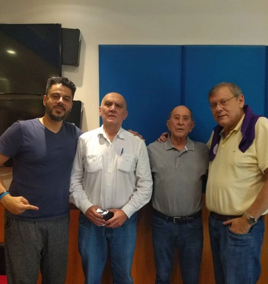 Na Rádio Bandeirantes, em 15 de março de 2020, Ricardo Garcia, Claudio Zaidan, José Silvério e Milton Neves