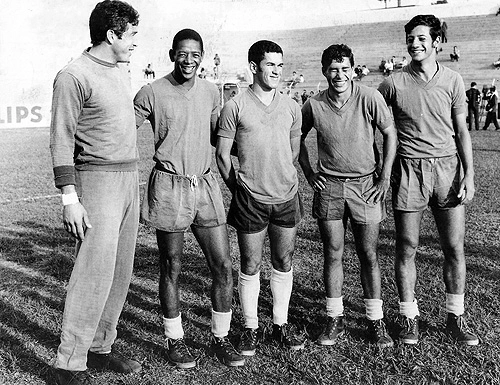 Da esquerda para a direita, em treino do Corinthians: Diogo, Paulo Borges, Buião, Eduardo e Luís Carlos Galter