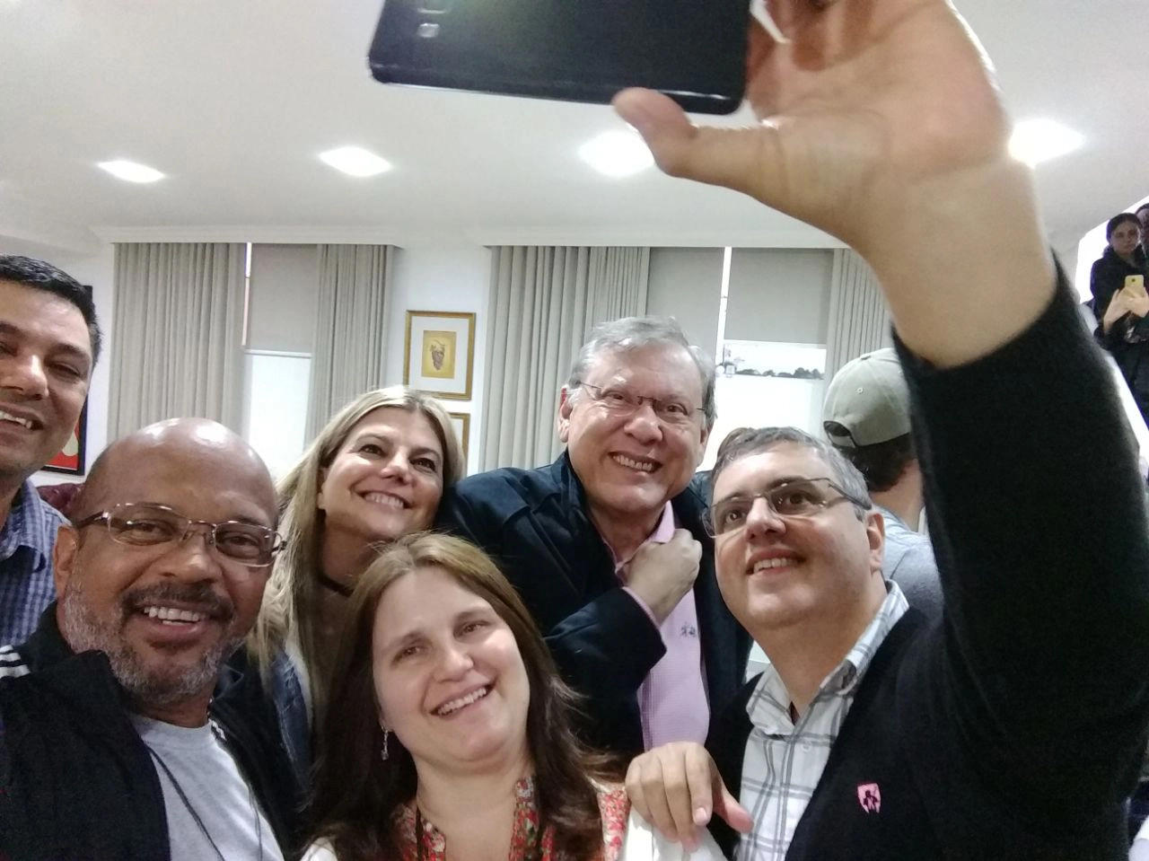 Luis Carlos Tcherneo, Gisleine Caron, Milton Neves, Darli Guicciardi, Sieg Ekmeier e Vanderlei Luiz