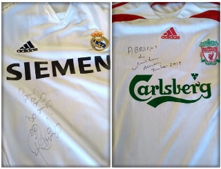 Camisas de Real Madrid e Arsenal podem ser rifadas para ajudar na arrecadação. Foto: Reprodução