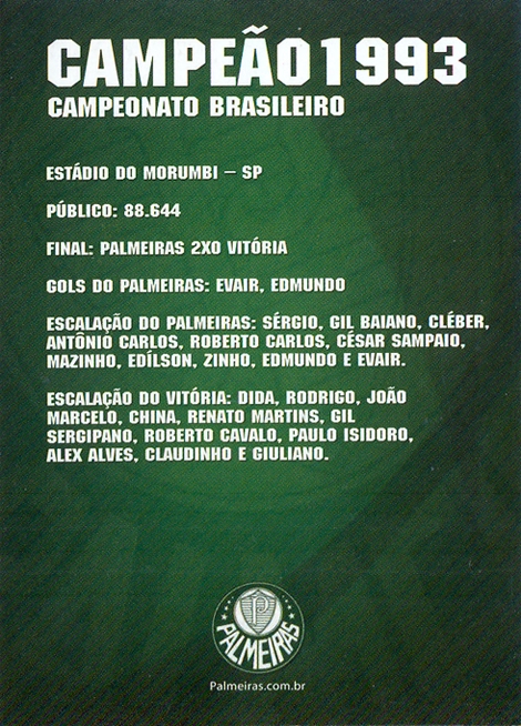 Veja no card oficial dados da final contra o Vit&oacute;ria, quando Mazinho estava entre os titulares