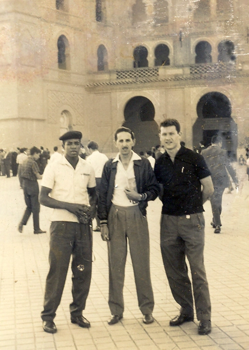 Dorval, Fiori Giglioti e Lalá, em Roma, em 1960: o mestre do rádio viajou o mundo ao lado do Santos.
