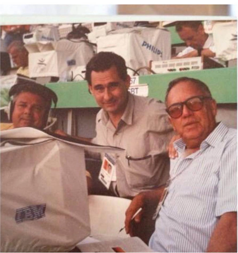 Em 1992, na abertura dos Jogos Ol&iacute;mpicos de Barcelona: Luciano do Valle, Alvaro Jos&eacute; e Armando Nogueira. Foto: Reprodu&ccedil;&atilde;o Instagram/Alvaro Jos&eacute;
