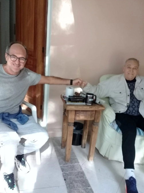 Em julho de 2022, encontro de dois gaúchos amigos de longa data: Carlos Eugênio Simon e Ruy Carlos Ostermann. Foto: arquivo pessoal de Carlos Eugênio Simon