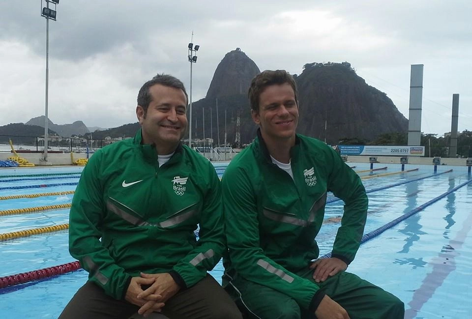 Ricardo Prado e Cesar Cielo em julho de 2014. Foto: arquivo pessoal de Ricardo Prado