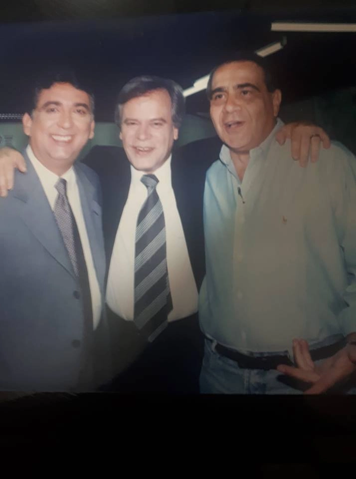 Encontro de bons amigos nos anos 90: Galvão Bueno, Chico Pinheiro e Oliveira Andrade. Foto: arquivo pessoal de Oliveira Andrade