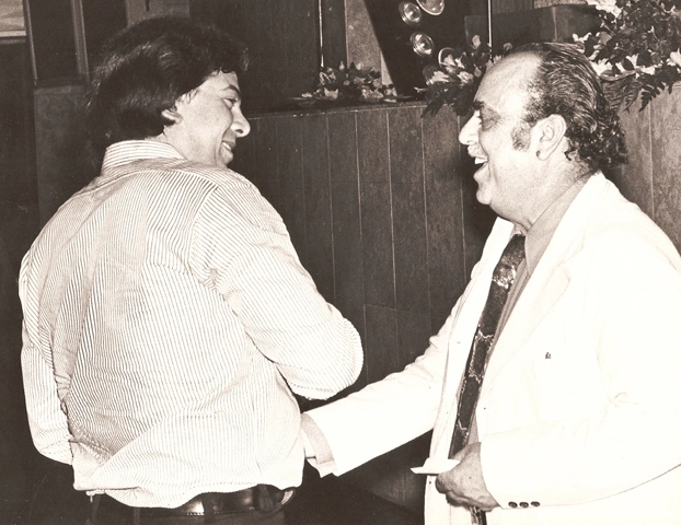 Festa do 32&ordm; anivers&aacute;rio em dezembro de 1973. Luciano do Valle e Fl&aacute;vio Iazetti