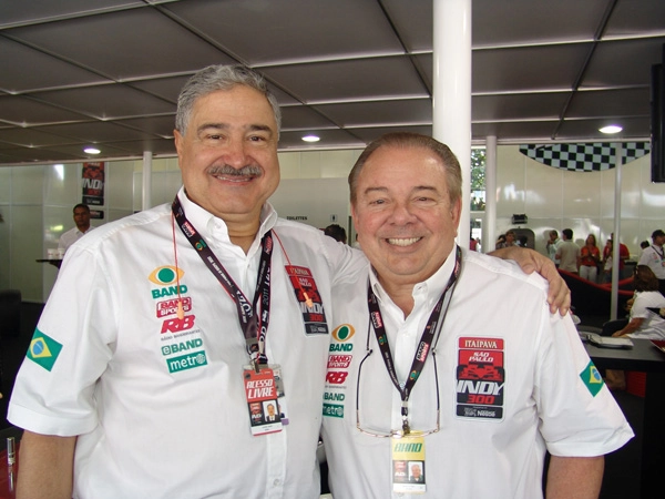 Johnny Saad e Luciano do Valle no camarote da Band no Anhembi, em 1&ordm; de maio de 2011, durante a S&atilde;o Paulo Indy 300. Foto: Marcos J&uacute;nior/Portal TT