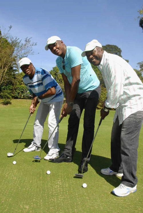 Participando de um torneio de golfe em agosto de 2012. Da esquerda para a direita: Everaldo, Serginho e Edu. Foto: arquivo pessoal de Edu