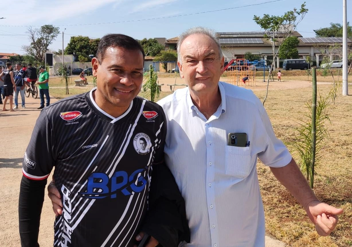 Muller e Edvaldo Tietz em 6 de agosto de 2022, dia da inauguração da Arena Cilinho, em Campinas