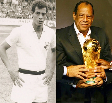 Carlos Alberto, novinho, com a linda camisa do Santos e depois, com a Copa Fifa, elegante e reconhecido mundialmente. Grande 
